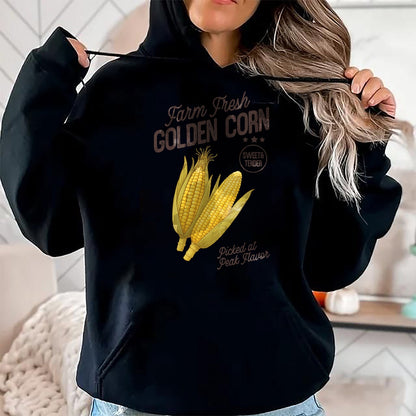 Best Farmer Life Shirt, Funny Farmer UnisexT-Shirt/Hoodie/Sweatshirt HLT00 - Farm Fresh Golden Corn Retro Sweet Vegetable Farmers Market T-Shirt
