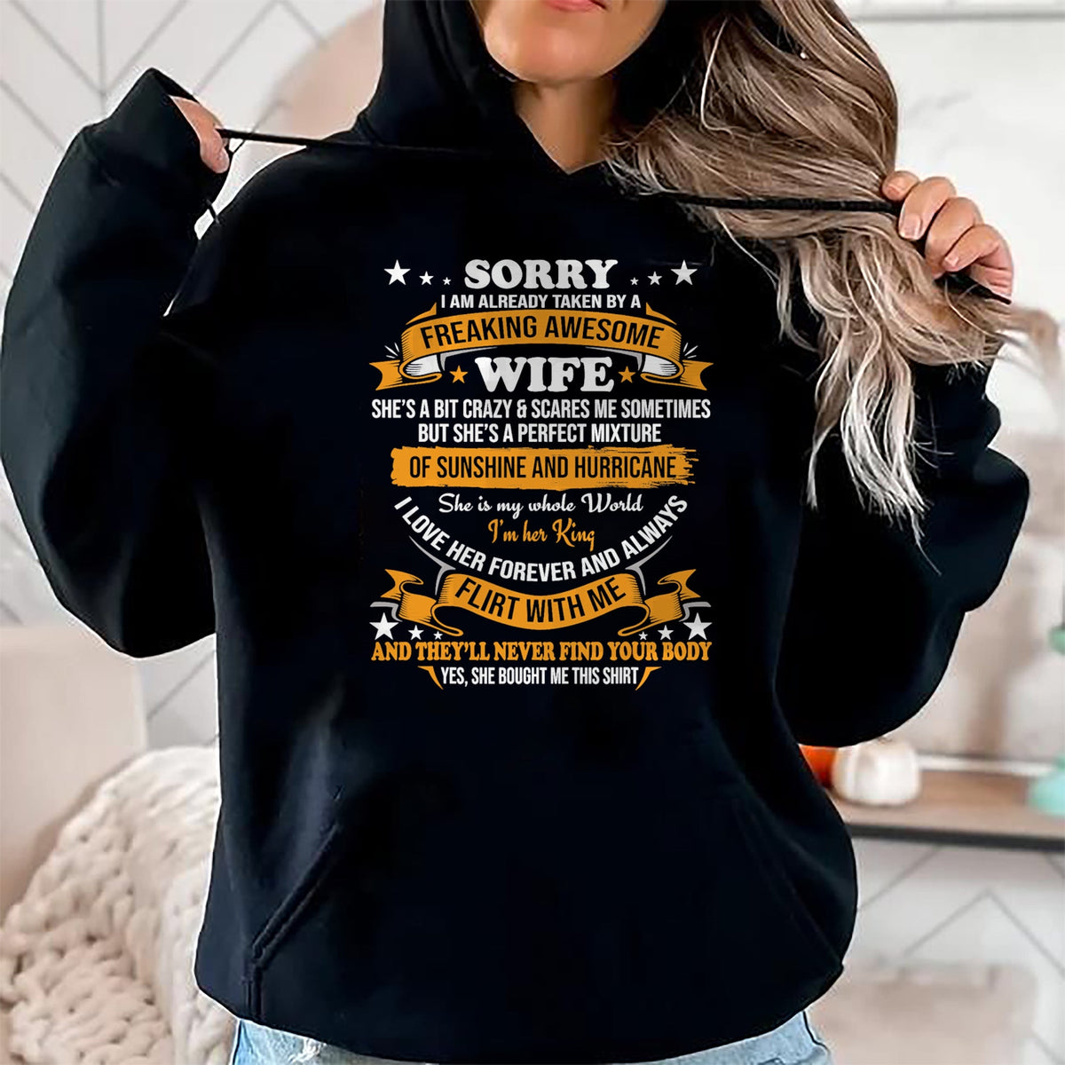 Best Wife Shirt, Wife and Husband Unisex T-Shirt/Hoodie/Sweatshirt HLT00 - Sorry I am already taken by awesome Wife Valentine Day T-Shirt