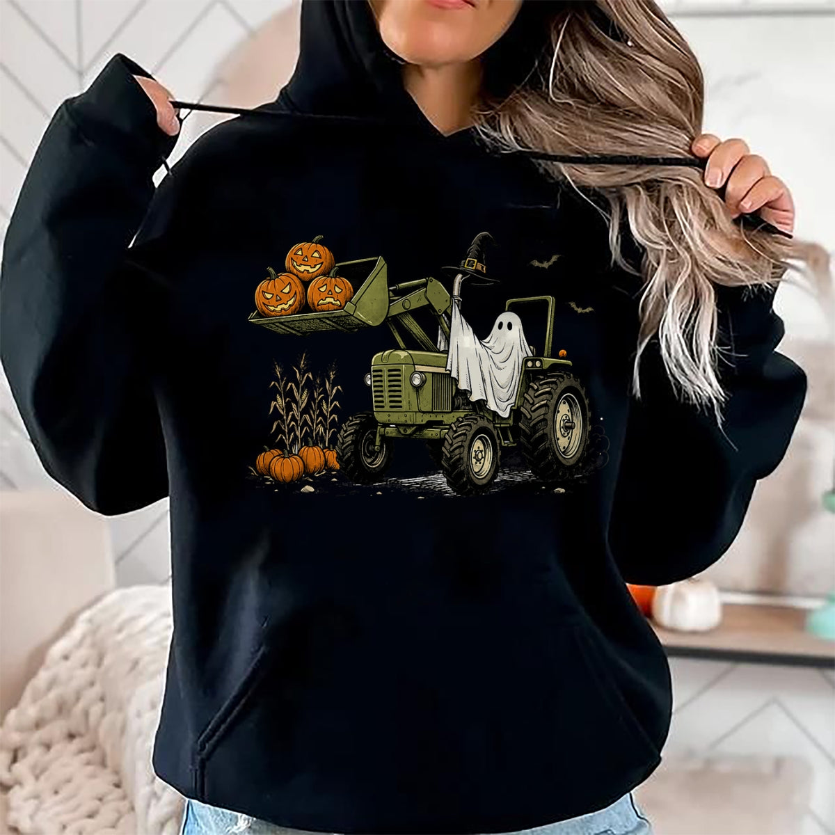 Best Farmer Life Shirt, Funny Farmer UnisexT-Shirt/Hoodie/Sweatshirt HLT00 - Ghost Tractor Pumpkin Halloween Costume Farmer Boys Kids T-Shirt