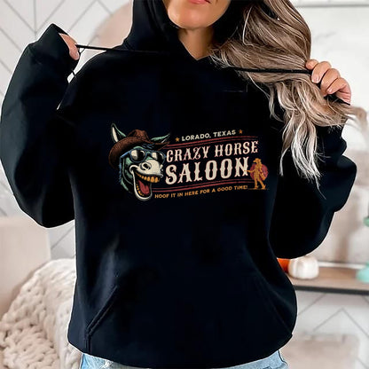 Best Horse Lover Shirt , Funny Horse Unisex T-Shirt/Hoodie/Sweatshirt HLT00 - Crazy Horse Saloon Bar T-Shirt