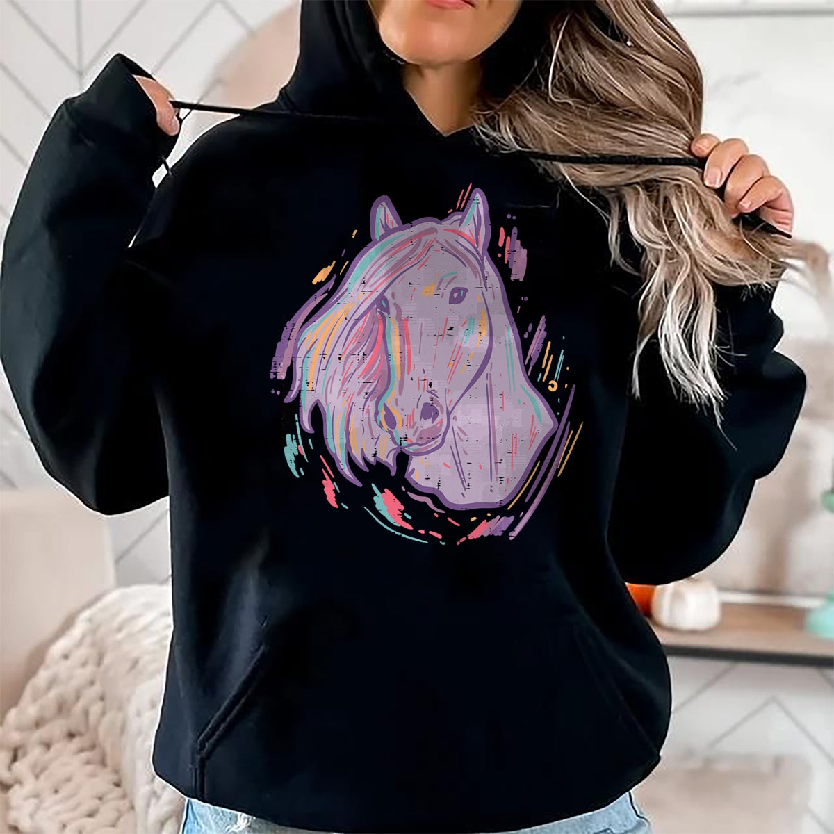 Best Horse Lover Shirt , Funny Horse UnisexT-Shirt/Hoodie/Sweatshirt HLT00 - Purple Horse Painting Animal Art Equestrian Men Women Kids T-Shirt