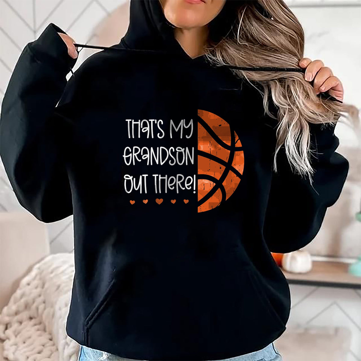 Best Grandma Shirt, Proud Grandma Unisex T-Shirt/Hoodie/Sweatshirt HLT00 - Womens Basketball Grandma Gift That's My Grandson Out There Nana T-Shirt