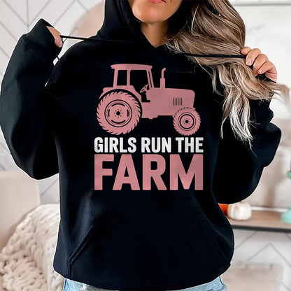 Best Farmer Life Shirt, Funny Farmer UnisexT-Shirt/Hoodie/Sweatshirt HLT00 - Girls Run The Farm Pink Farm Tractor Girl Women T-Shirt