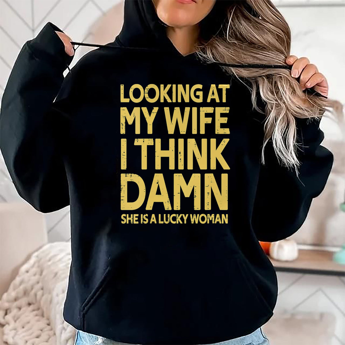 Best Wife Shirt, Wife and Husband Unisex T-Shirt/Hoodie/Sweatshirt HLT00 - Gift for wife T shirt, lucky wife   Womens My Wife Is A Lucky Woman Husband Gift Wife Themed Gift V-