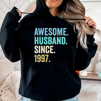 Best Wife Shirt, Wife and Husband Unisex T-Shirt/Hoodie/Sweatshirt HLT00 - Awesome Husband Since 1997 27th wedding anniversary 27 years T-Shirt