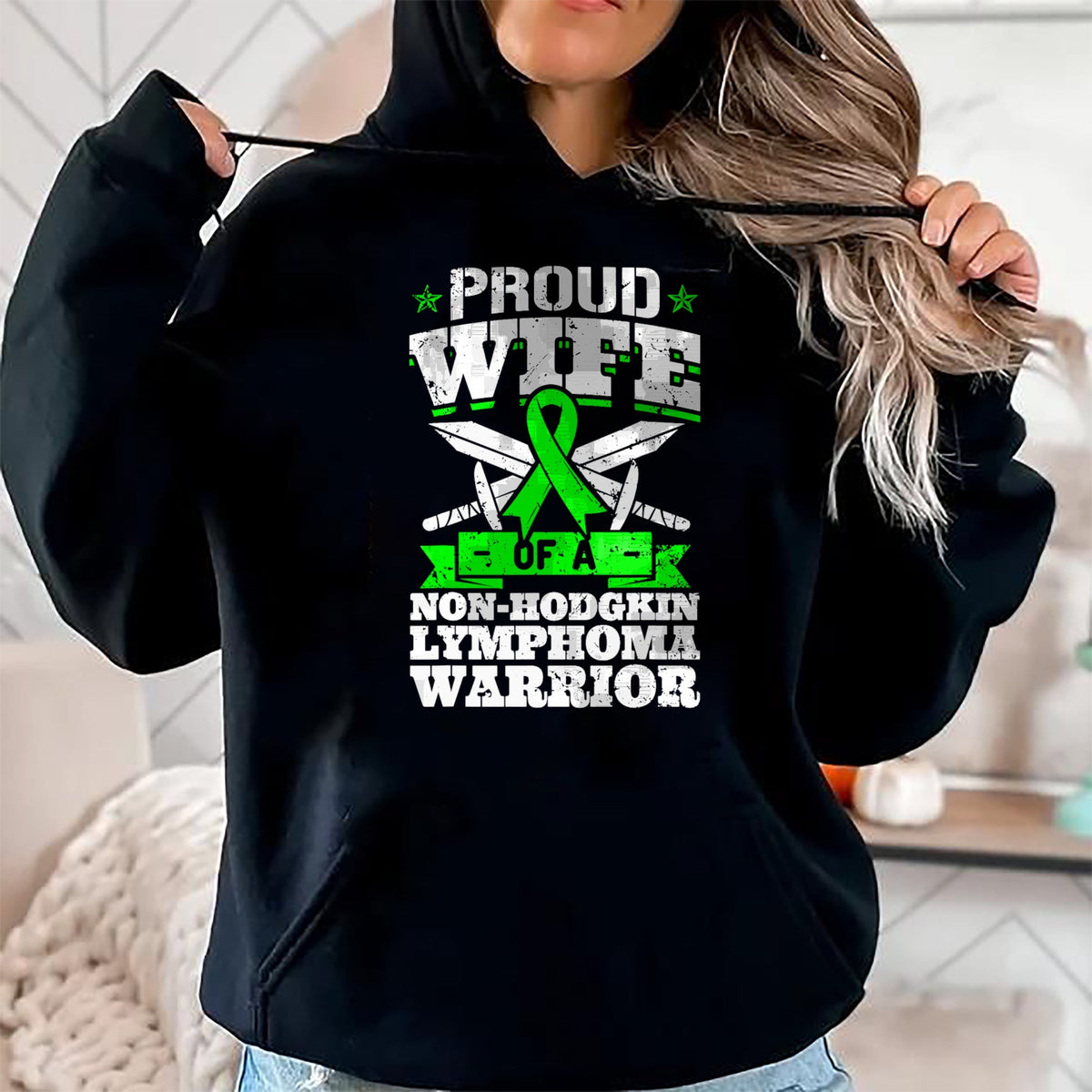Best Wife Shirt, Wife and Husband Unisex T-Shirt/Hoodie/Sweatshirt HLT00 - Gift for wife T shirt, lucky wife   Proud Wife Of A Non-Hodgkin Lymphoma Warrior Awareness T-Shirt
