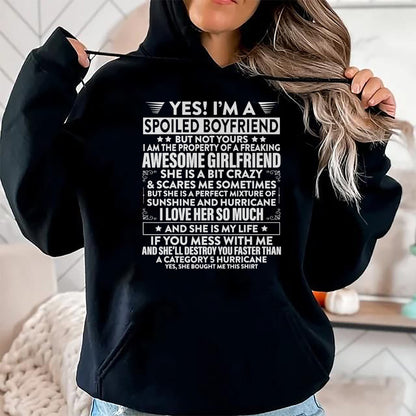 Best Wife Shirt, Wife and Husband Unisex T-Shirt/Hoodie/Sweatshirt HLT00 - Yes i'm A Spoiled Boyfriend But Not Yours awesome Girlfriend T-Shirt