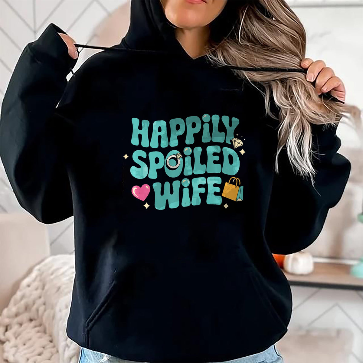 Best Wife Shirt, Wife and Husband Unisex T-Shirt/Hoodie/Sweatshirt HLT00 - Gift for wife T shirt, spoiled wife   Happily Spoiled Wife Premium T-Shirt
