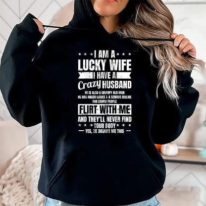 Best Wife Shirt, Wife and Husband Unisex T-Shirt/Hoodie/Sweatshirt HLT00 - Gift for wife T shirt, lucky wife   I Am A Lucky Wife Fathers Day Funny Sarcastic Women Zip Hoodie (1)