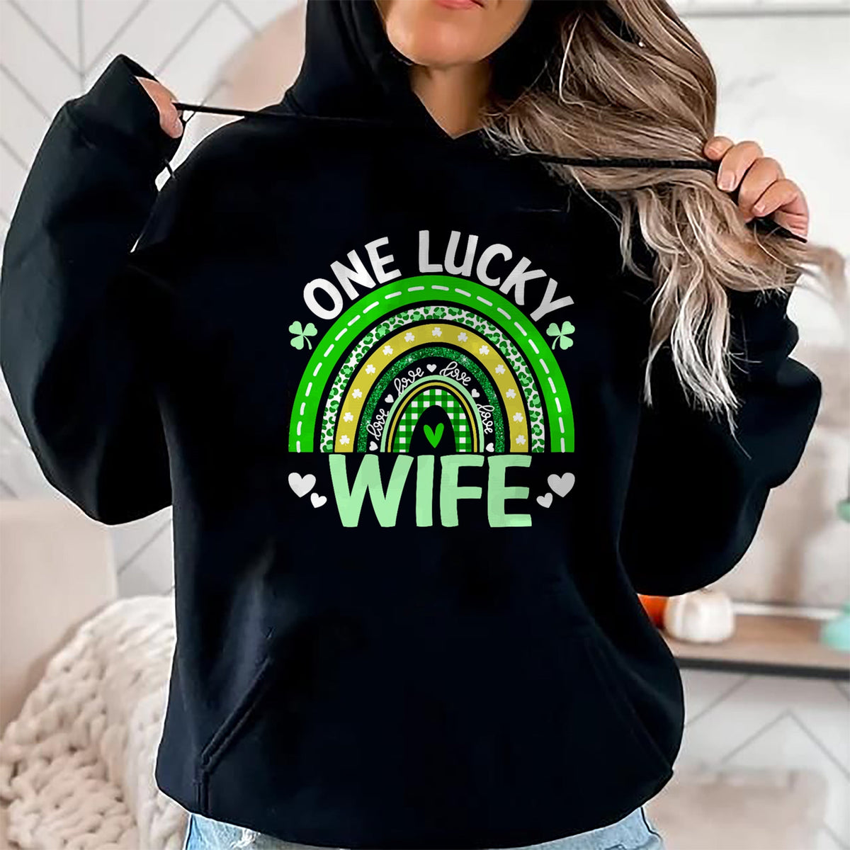 Best Wife Shirt, Wife and Husband Unisex T-Shirt/Hoodie/Sweatshirt HLT00 - Gift for wife T shirt, lucky wife   St Patricks Day Clover One Lucky Wife Rainbow Shamrock T-Shirt