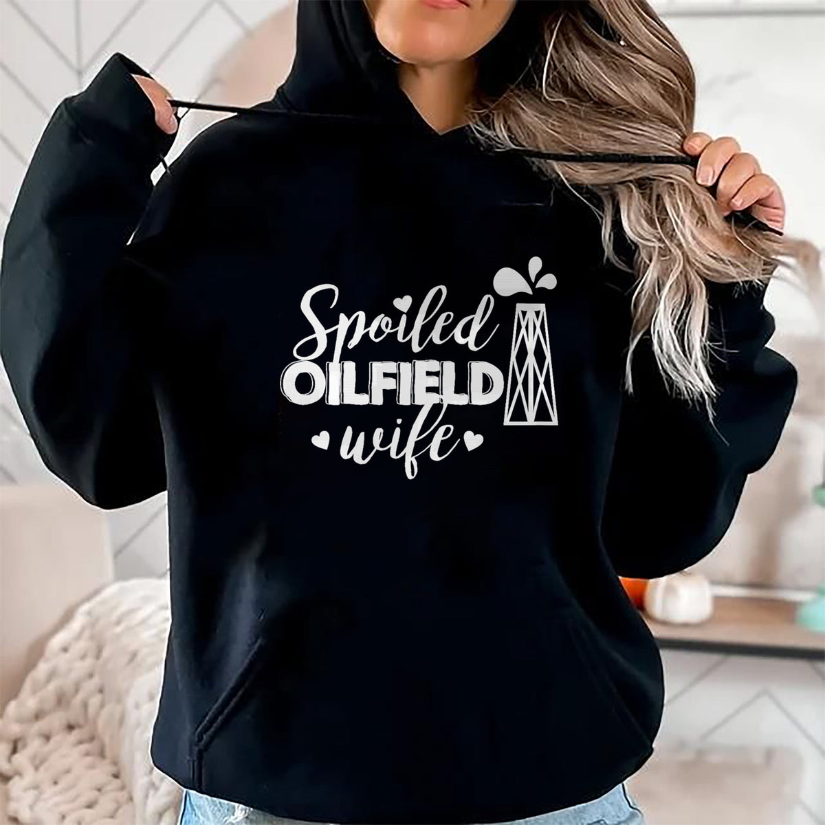Best Wife Shirt, Wife and Husband Unisex T-Shirt/Hoodie/Sweatshirt HLT00 - Gift for wife T shirt, spoiled wife   Spoiled Oilfield Wife T-Shirt