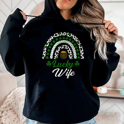 Best Wife Shirt, Wife and Husband Unisex T-Shirt/Hoodie/Sweatshirt HLT00 - Gift for wife T shirt, lucky wife   Lucky Wife Rainbow St Patricks Day Lucky Wife Long Sleeve T-Shir (3)