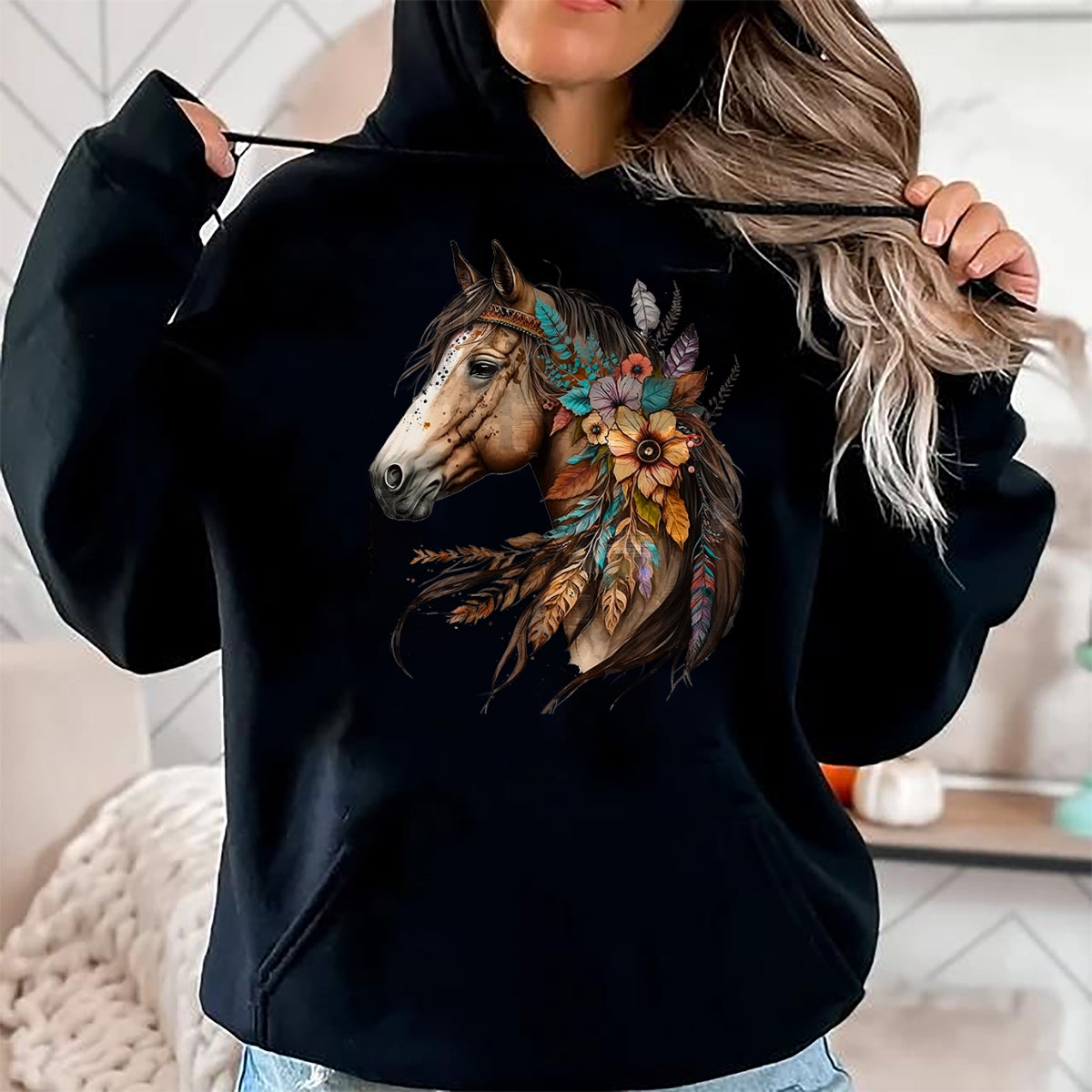 Best Horse Lover Shirt , Funny Horse UnisexT-Shirt/Hoodie/Sweatshirt HLT00 - Floral Wild Horse Country Horse Riding T-Shirt