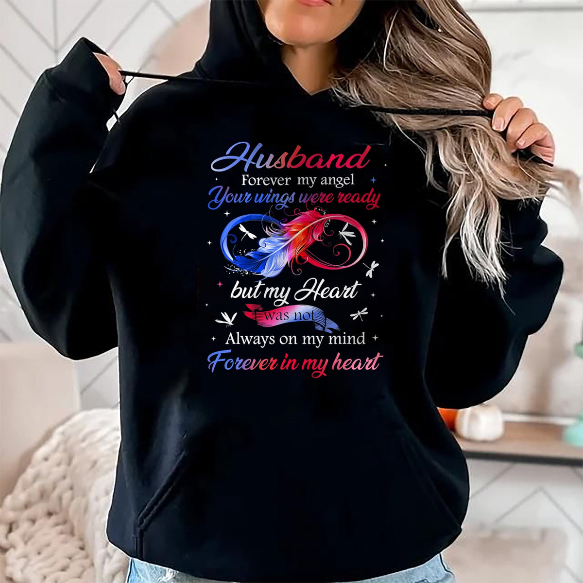 Best Wife Shirt, Wife and Husband Unisex T-Shirt/Hoodie/Sweatshirt HLT00 - Husband Forever my angel Your wings were ready but my Heart T-Shirt