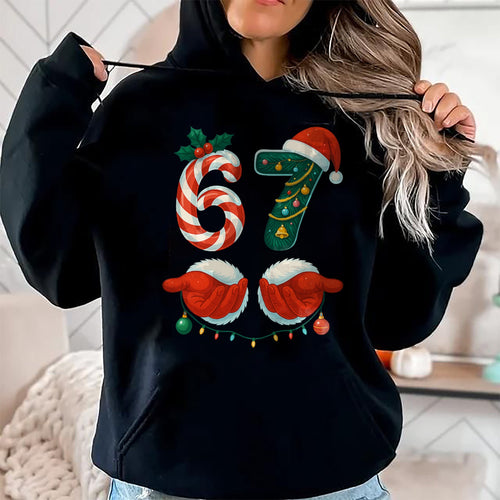 67 Christmas 6 7 Meme Pajamas Holiday Gen Alpha Slang T-Shirt - Christmas Unisex T-Shirt/Hoodie/Sweatshirt - HNDS00