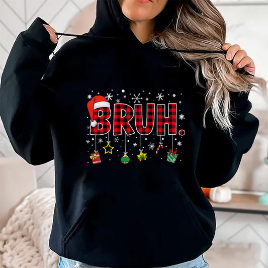 Bruh Funny Christmas Red Plaid Teens Boys Kids Xmas Pajamas T-Shirt - Christmas Unisex T-Shirt/Hoodie/Sweatshirt - HNDS00