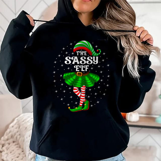 Xmas Family Matching Women Girls Mom The Sassy Elf Christmas T-Shirt - Christmas Unisex T-Shirt/Hoodie/Sweatshirt - HNDS00
