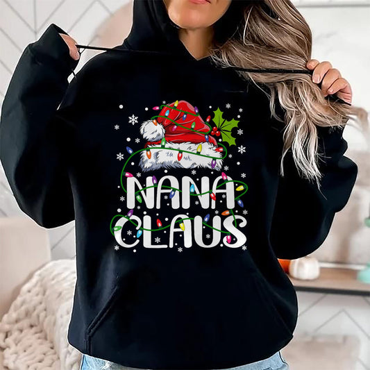 Nana Claus Christmas Lights Pajama Family Matching T-Shirt - Christmas Unisex T-Shirt/Hoodie/Sweatshirt - HNDS00