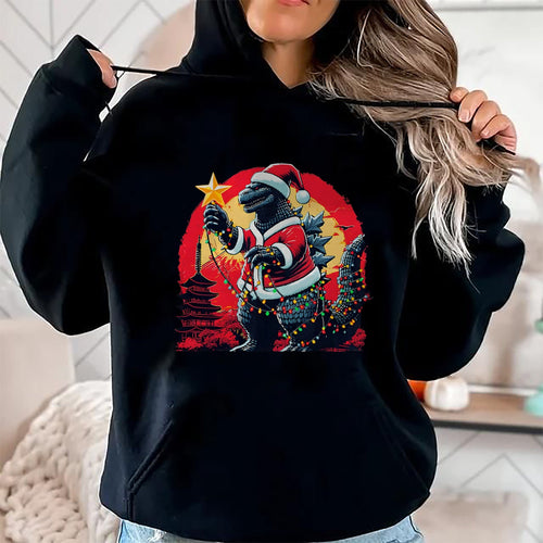 Xmas Christmas Santazilla Funny Holiday Monster Dinosaur T-Shirt - Christmas Unisex T-Shirt/Hoodie/Sweatshirt - HNDS00