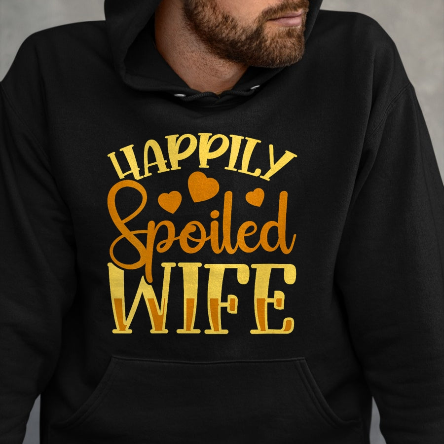 Best Wife Shirt, Wife and Husband Unisex T-Shirt/Hoodie/Sweatshirt HLT00 - Gift for wife T shirt, spoiled wife   Womens Funny Wife Happily Spoiled Wife V-Neck T-Shirt (1)