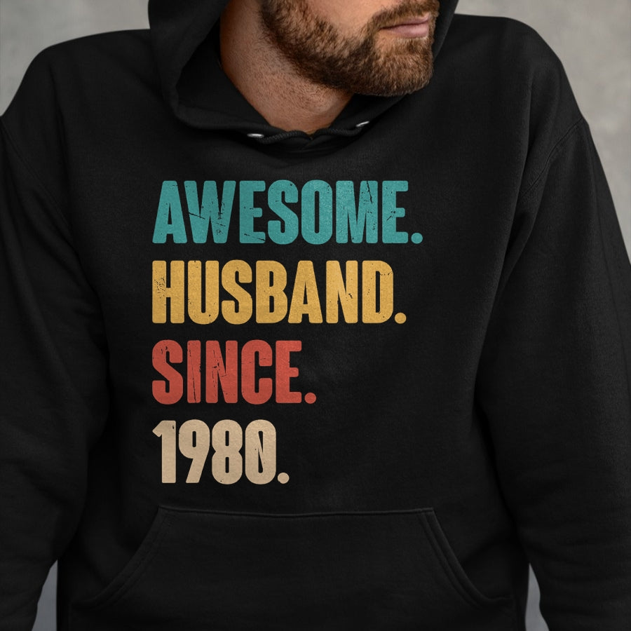 Best Wife Shirt, Wife and Husband Unisex T-Shirt/Hoodie/Sweatshirt HLT00 - Awesome Husband Since 1980 - 44th Wedding Anniversary Epic T-Shirt