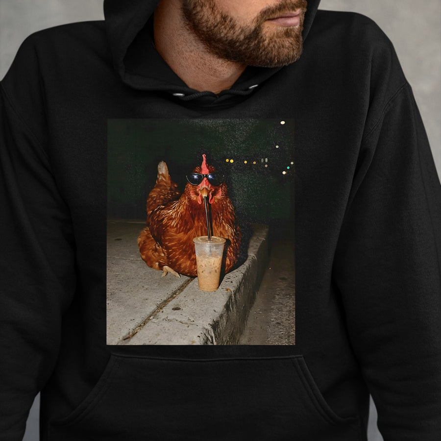 Best Farmer Life Shirt, Funny Farmer UnisexT-Shirt/Hoodie/Sweatshirt HLT00 - Chicken Drinking Iced Coffee Funny Chicken Lover Farmer T-Shirt (1)