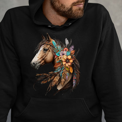 Best Horse Lover Shirt , Funny Horse UnisexT-Shirt/Hoodie/Sweatshirt HLT00 - Floral Wild Horse Country Horse Riding T-Shirt