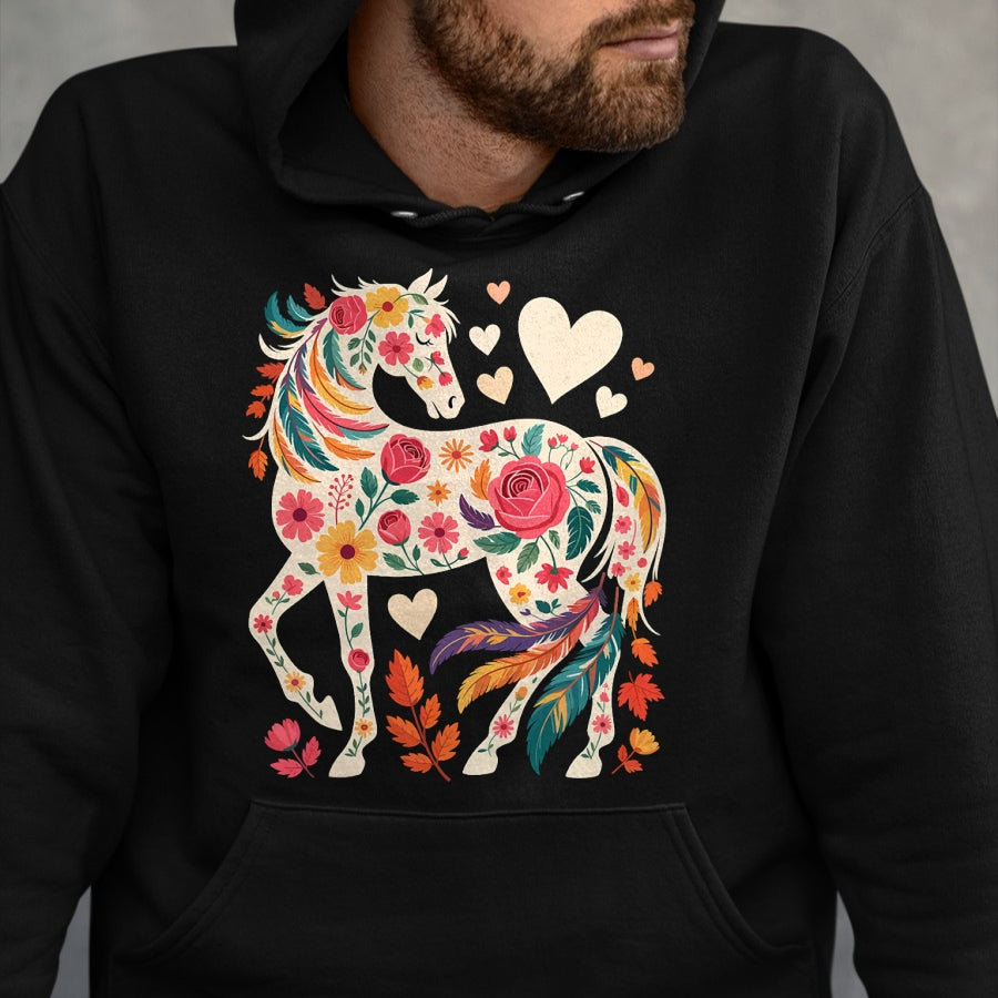 Best Horse Lover Shirt , Funny Horse UnisexT-Shirt/Hoodie/Sweatshirt HLT00 - Floral Horse Equestrian Western Cowgirl T-Shirt