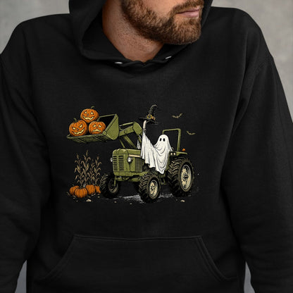 Best Farmer Life Shirt, Funny Farmer UnisexT-Shirt/Hoodie/Sweatshirt HLT00 - Ghost Tractor Pumpkin Halloween Costume Farmer Boys Kids T-Shirt