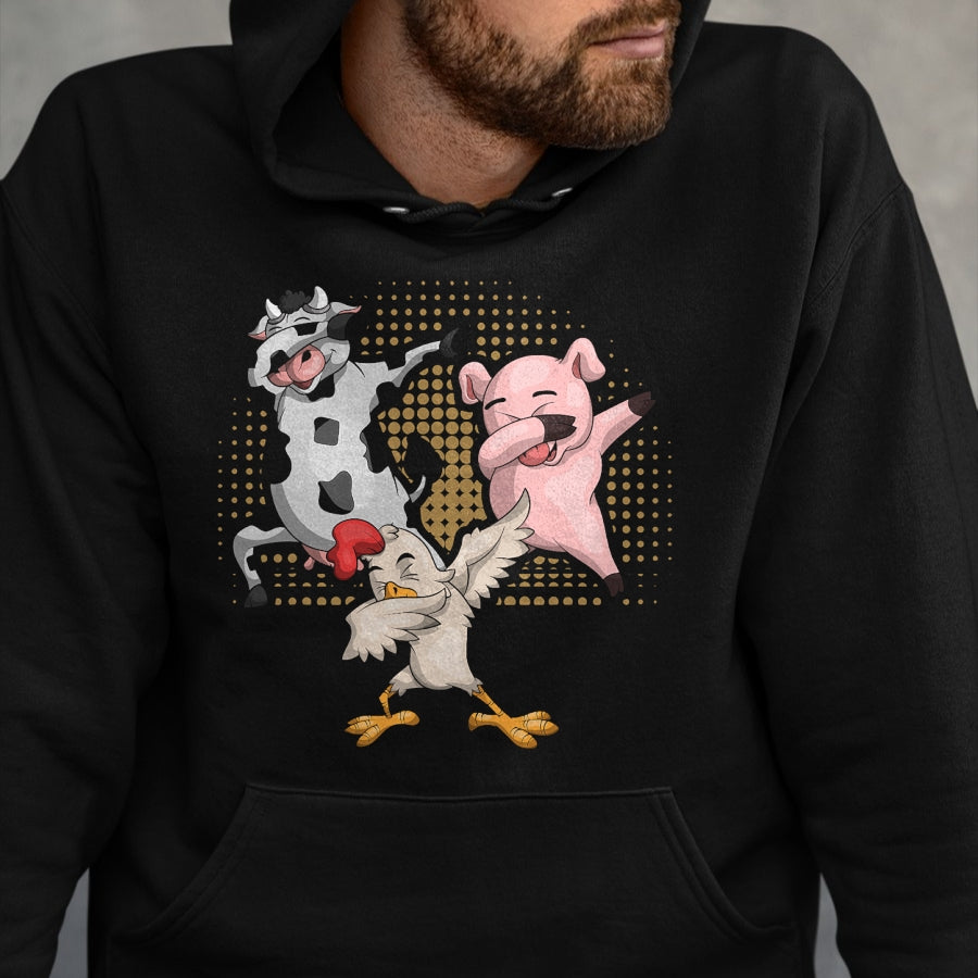 Best Farmer Life Shirt, Funny Farmer UnisexT-Shirt/Hoodie/Sweatshirt HLT00 - Dabbing Chicken Pig Cow Funny Farm Animal T-Shirt