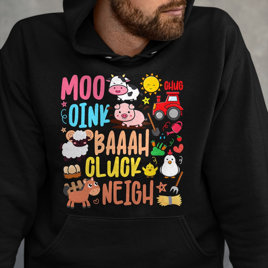Best Farmer Life Shirt, Funny Farmer UnisexT-Shirt/Hoodie/Sweatshirt HLT00 - Farm Animals Sounds Oink Baa Neigh Cluck Moo Kids Farmer T-Shirt