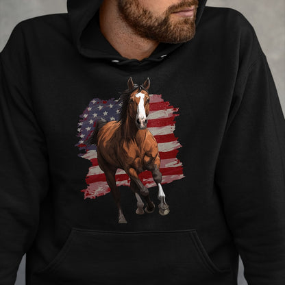 Best Horse Lover Shirt , Funny Horse UnisexT-Shirt/Hoodie/Sweatshirt HLT00 - Horse Equestrian Riding USA Flag US America American Graphic T-Shirt