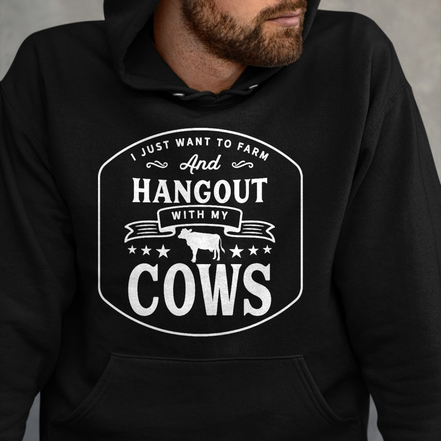 Best Farmer Life Shirt, Funny Farmer UnisexT-Shirt/Hoodie/Sweatshirt HLT00 - Hang Out with My Cows Farming Farmer Cow Herd T-Shirt
