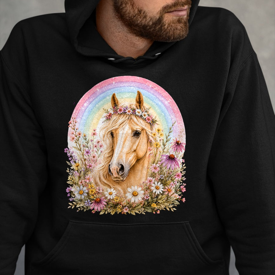 Best Horse Lover Shirt , Funny Horse UnisexT-Shirt/Hoodie/Sweatshirt HLT00 - Girls who Love Horses Birthday Party Costume Rainbow Flowers T-Shirt
