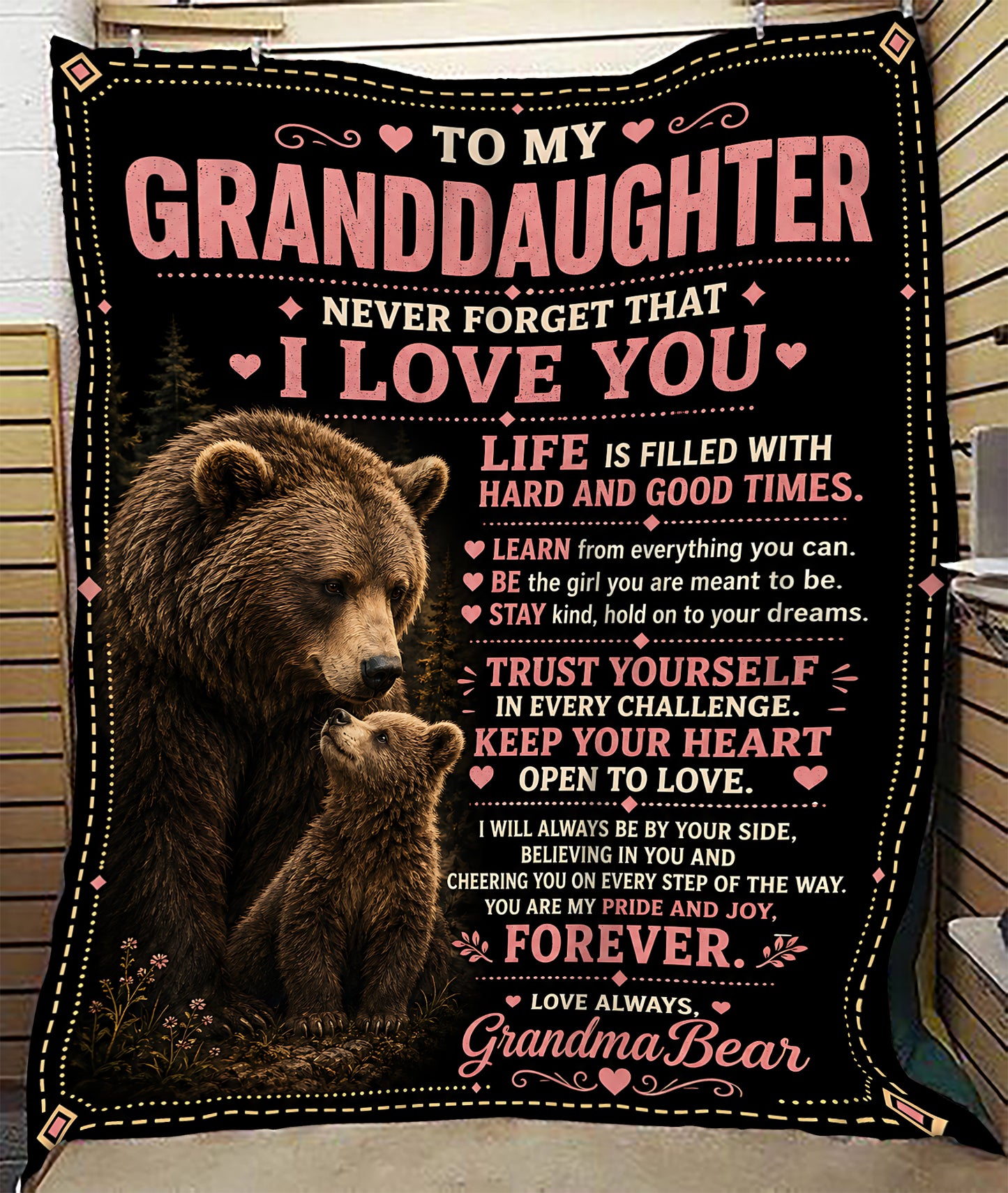 BLANKET FOR GRANDDAUGHTER – COMFORT & WARMTH GIFT FROM GRANDMA  Sherpa Fleece Quilt Blanket NTTD00 (SKU2608-199)