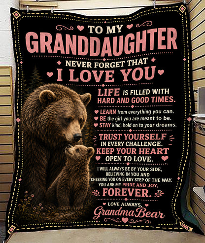 BLANKET FOR GRANDDAUGHTER – COMFORT & WARMTH GIFT FROM GRANDMA  Sherpa Fleece Quilt Blanket NTTD00 (SKU2608-199)