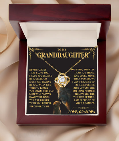 TO MY GRANDDAUGHTER "NEVER FOR FORGET THAT..." - Gift from Grandpa - The Premium Love Knot Necklace (SKUJ12-216)