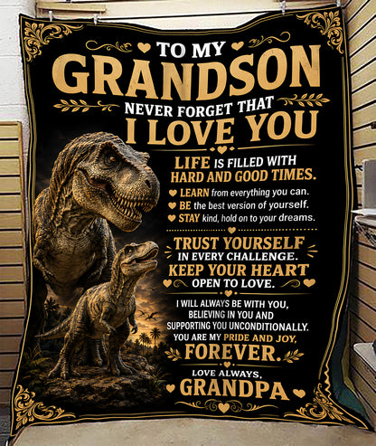 BLANKET FOR GRANDSON – COMFORT & WARMTH GIFT FROM GRANDPA  Sherpa Fleece Quilt Blanket NTTD00 (SKU2608-197)
