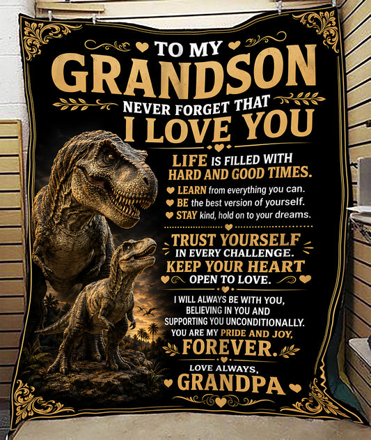BLANKET FOR GRANDSON – COMFORT & WARMTH GIFT FROM GRANDPA  Sherpa Fleece Quilt Blanket NTTD00 (SKU2608-197)