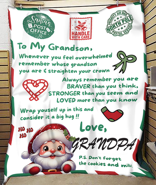 BLANKET FOR GRANDSON – COMFORT & WARMTH GIFT FROM GRANDPA  Sherpa Fleece Quilt Blanket NTTD00 (SKUB10-182)