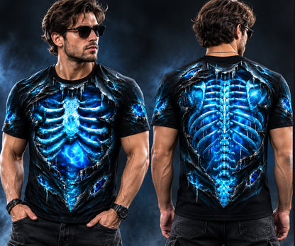 3D Skeleton T-Shirt – Funny Illusion Shirt for Men - Funny T-Shirt A04-2 NTTD00 (SKU3D2608-234)