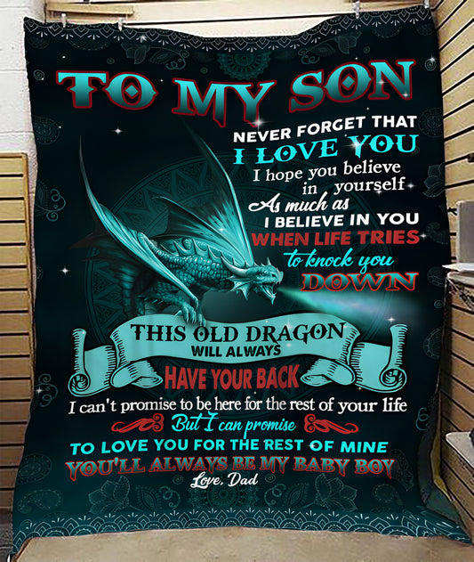 BLANKET FOR SON – COMFORT & WARMTH GIFT FROM DAD Sherpa Fleece Quilt Blanket NTTD00 (SKU2604-250)