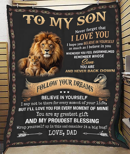 BLANKET FOR SON – COMFORT & WARMTH GIFT FROM DAD Sherpa Fleece Quilt Blanket NTTD00 (SKU2604-102)