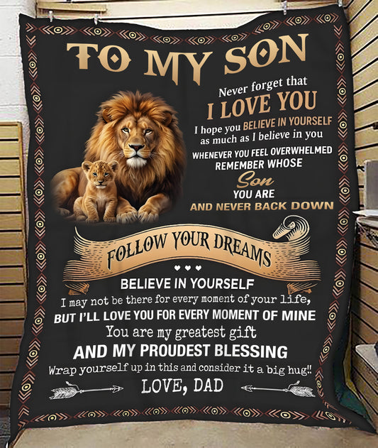 BLANKET FOR SON – COMFORT & WARMTH GIFT FROM DAD Sherpa Fleece Quilt Blanket NTTD00 (SKU2604-102)