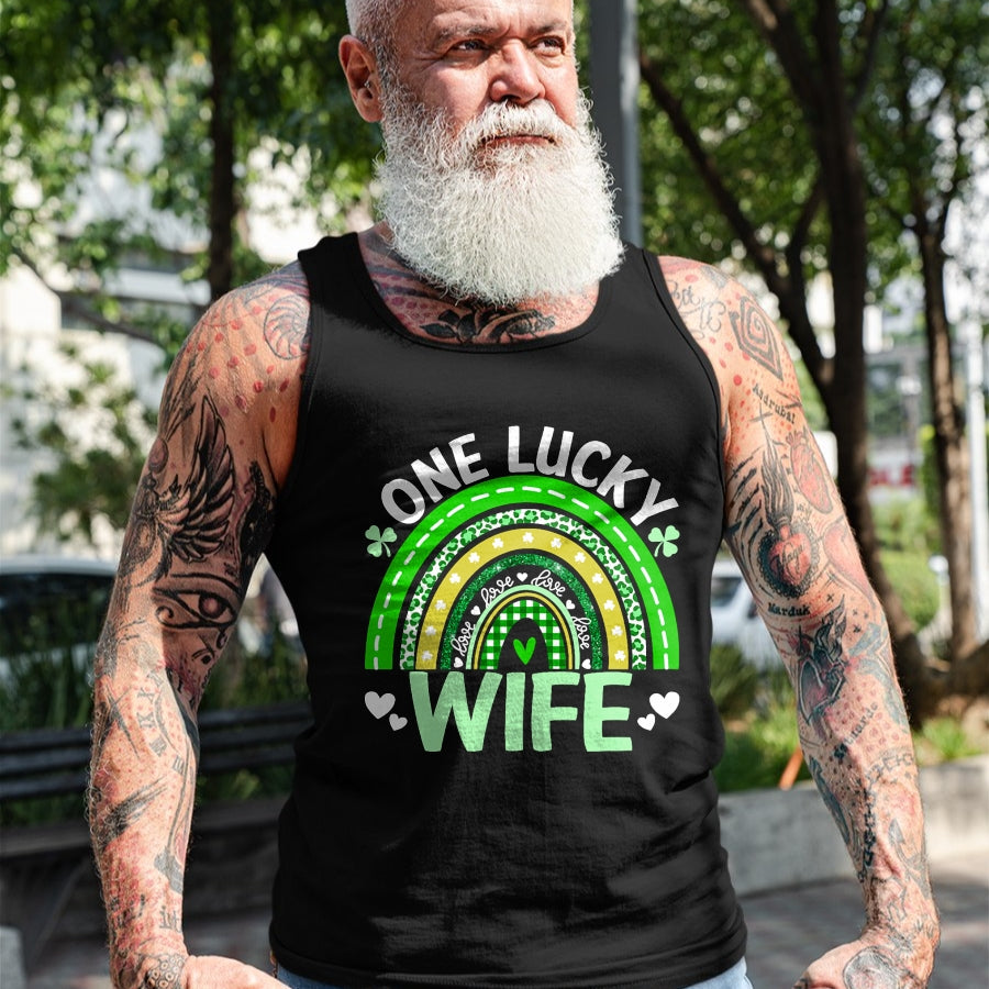 Best Wife Shirt, Wife and Husband Unisex T-Shirt/Hoodie/Sweatshirt HLT00 - Gift for wife T shirt, lucky wife   St Patricks Day Clover One Lucky Wife Rainbow Shamrock T-Shirt
