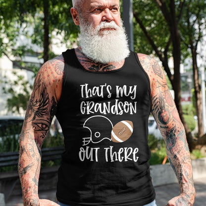 Best Grandma Shirt, Proud Grandma Unisex T-Shirt/Hoodie/Sweatshirt HLT00 - Proud Football Grandma Gift That's My Grandson Out There T-Shirt