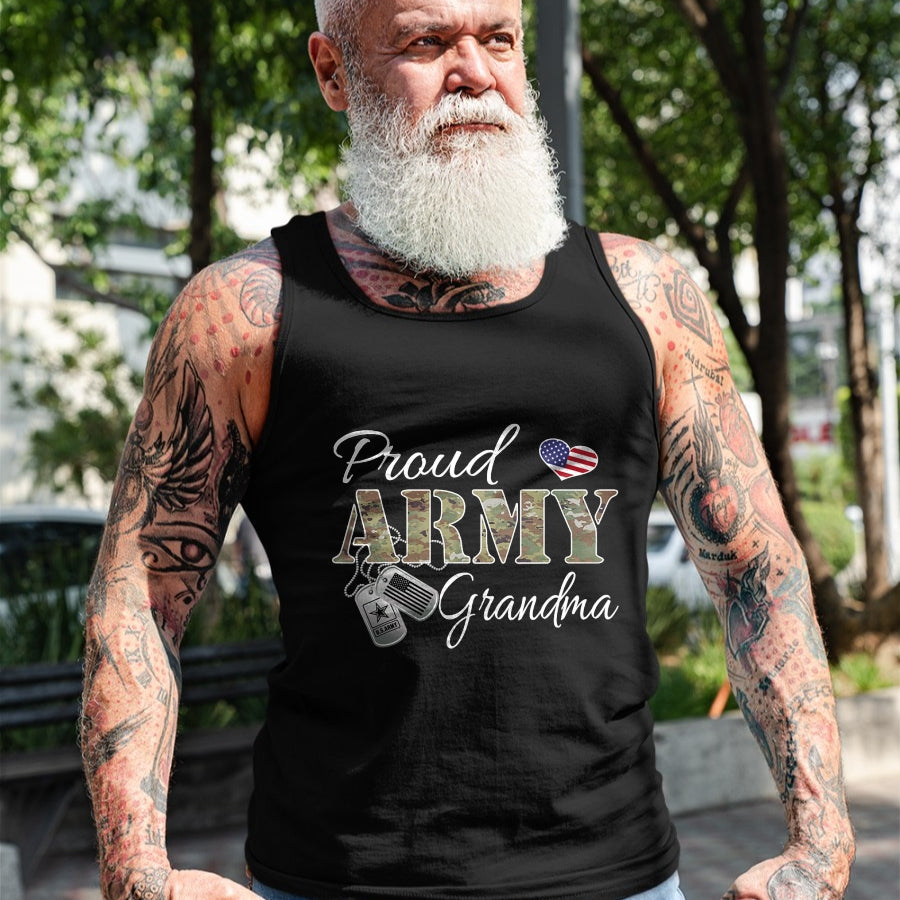 Best Grandma Shirt, Proud Grandma Unisex T-Shirt/Hoodie/Sweatshirt HLT00 - Proud Army Grandma Shirt Military Pride T-Shirt