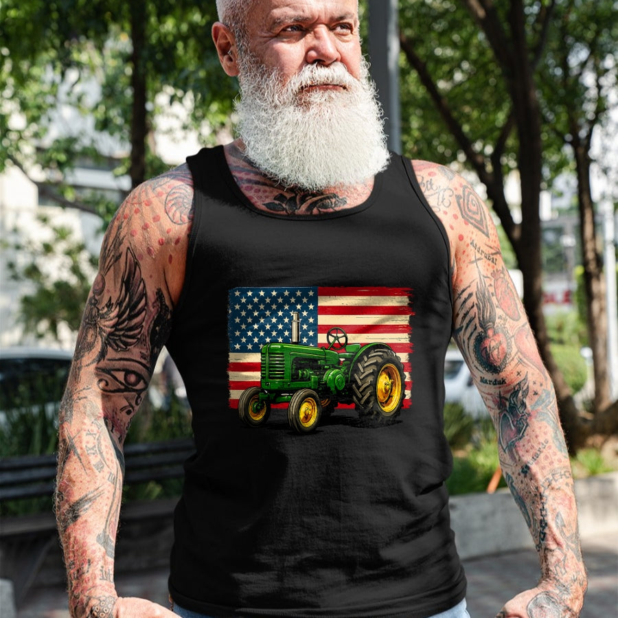 Best Farmer Life Shirt, Funny Farmer UnisexT-Shirt/Hoodie/Sweatshirt HLT00 - Farmer Tractor USA Flag 4th of July T-Shirt