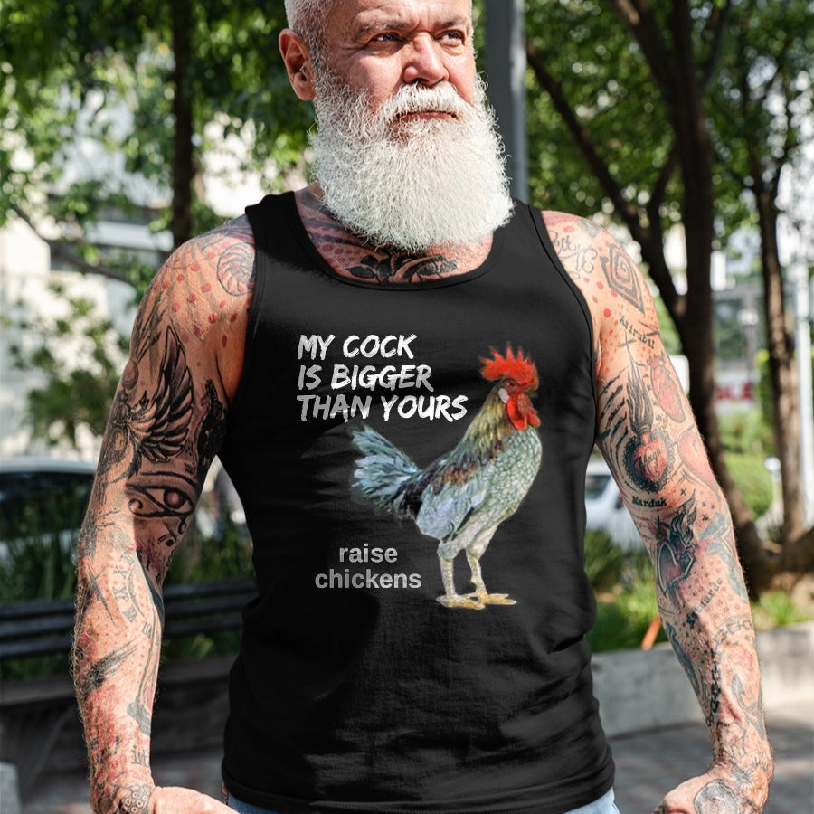 Best Farmer Life Shirt, Funny Farmer UnisexT-Shirt/Hoodie/Sweatshirt HLT00 - My Cock (Rooster) is Bigger than Yours Funny Chicken Farmer T-Shirt