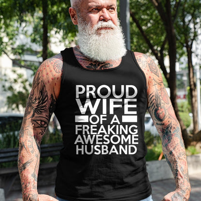 Best Wife Shirt, Wife and Husband Unisex T-Shirt/Hoodie/Sweatshirt HLT00 - Gift for wife T shirt, lucky wife   Proud Wife Of A Freaking Awesome Husband T-Shirt